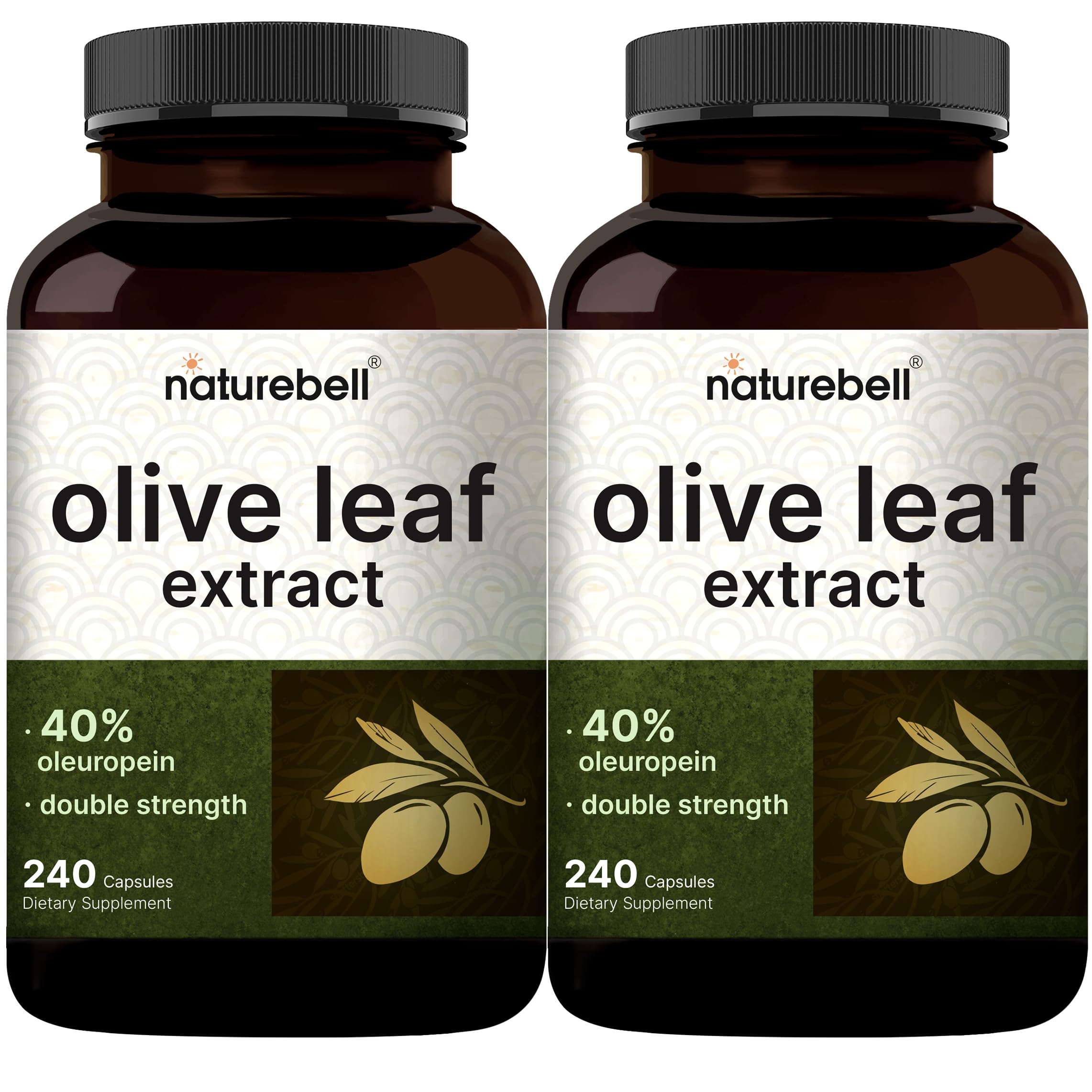 NatureBell olive leaf extract 2-pack bottle with capsules for a convenient daily supplement