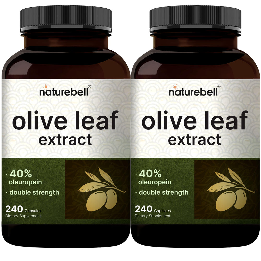 NatureBell olive leaf extract 2-pack bottle with capsules for a convenient daily supplement