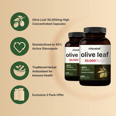 NatureBell olive leaf capsules closeup, easy to swallow daily supplement