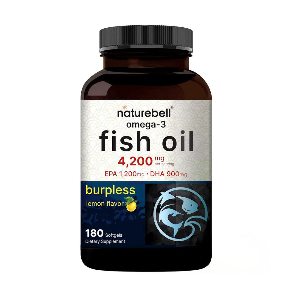 NatureBell Omega-3 bottle-front with 180 softgels for daily heart support