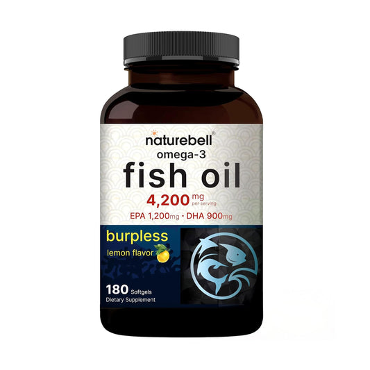 NatureBell Omega-3 bottle-front with 180 softgels for daily heart support