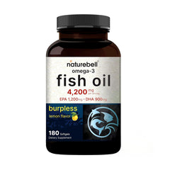 NatureBell Omega-3 bottle-front with 180 softgels for daily heart support