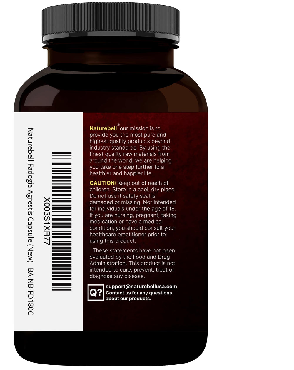 Packaging and label of NatureBell product with dosage guidance.