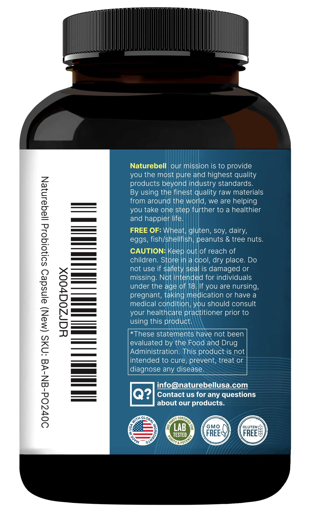 NatureBell bottle graphic shows 120 servings per bottle for daily use.