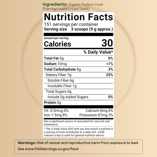 NatureBell organic psyllium packaging showcases non-GMO, gluten-free fiber option.