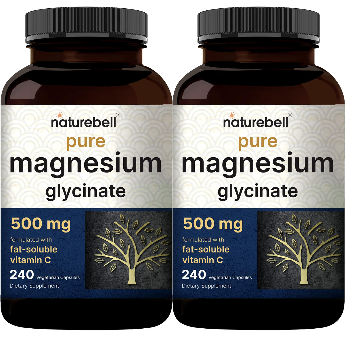 NatureBell magnesium glycinate bottle showing 500 mg capsules for gentle daily support