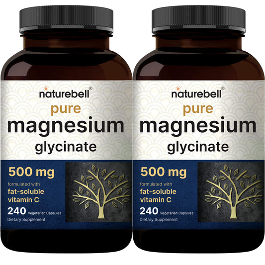 NatureBell magnesium glycinate bottle showing 500 mg capsules for gentle daily support