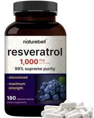 NatureBell Resveratrol bottle front showing packaging designed for daily antioxidant support