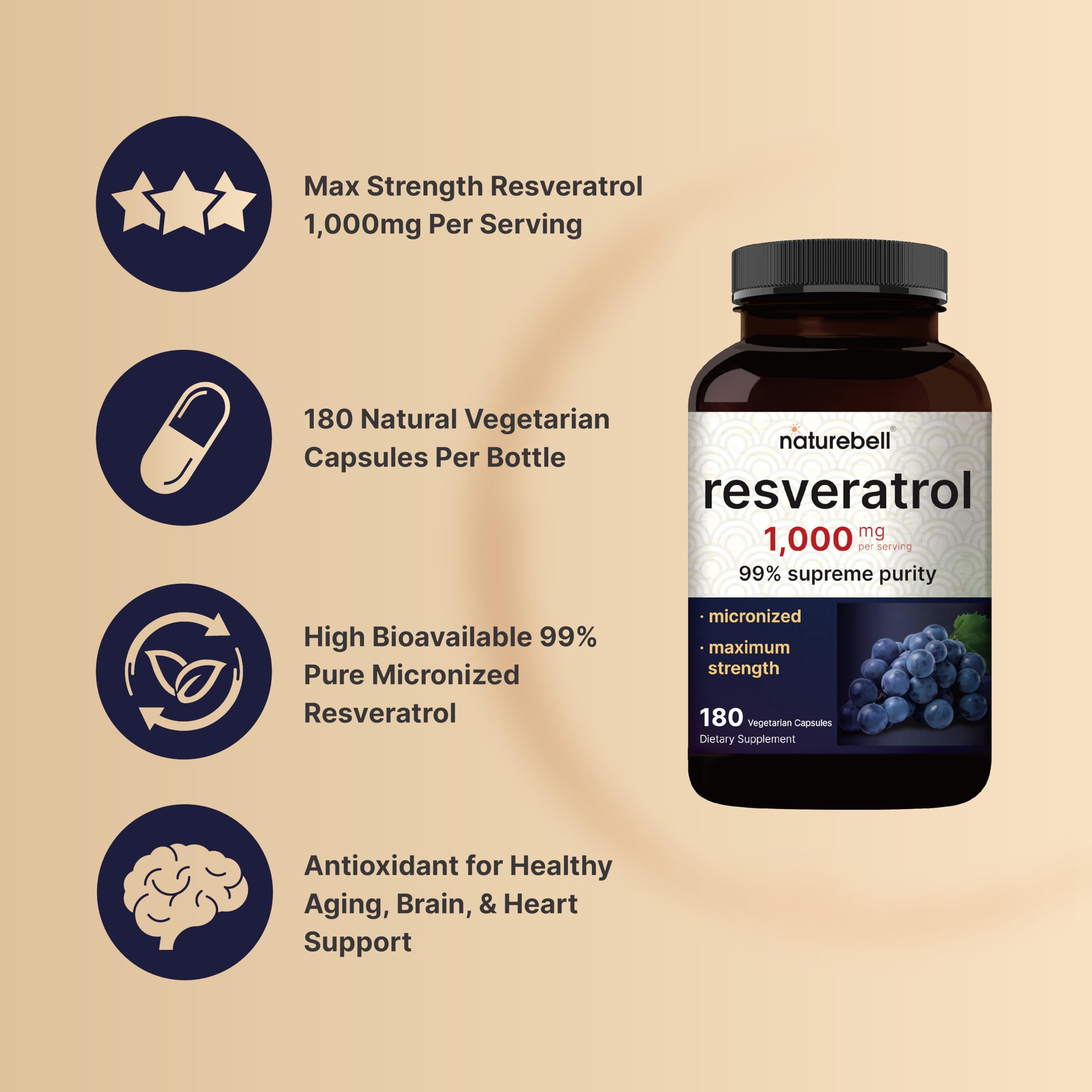 NatureBell Resveratrol gluten-free and non-GMO label signals inclusive health options