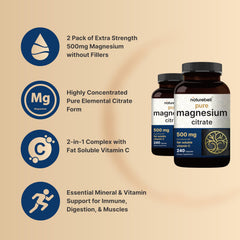 NatureBell two-pack magnesium citrate bottles on shelf for bulk savings