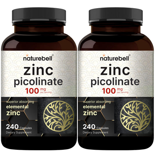 NatureBell zinc 100mg bottle with capsules for daily immune support.