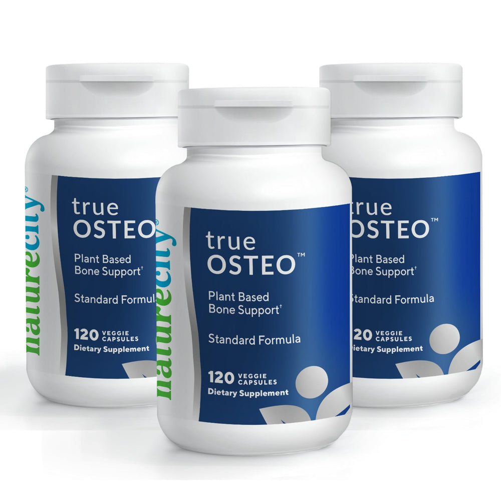 NatureCity True-Osteo bottle closeup, plant-based calcium for bone support