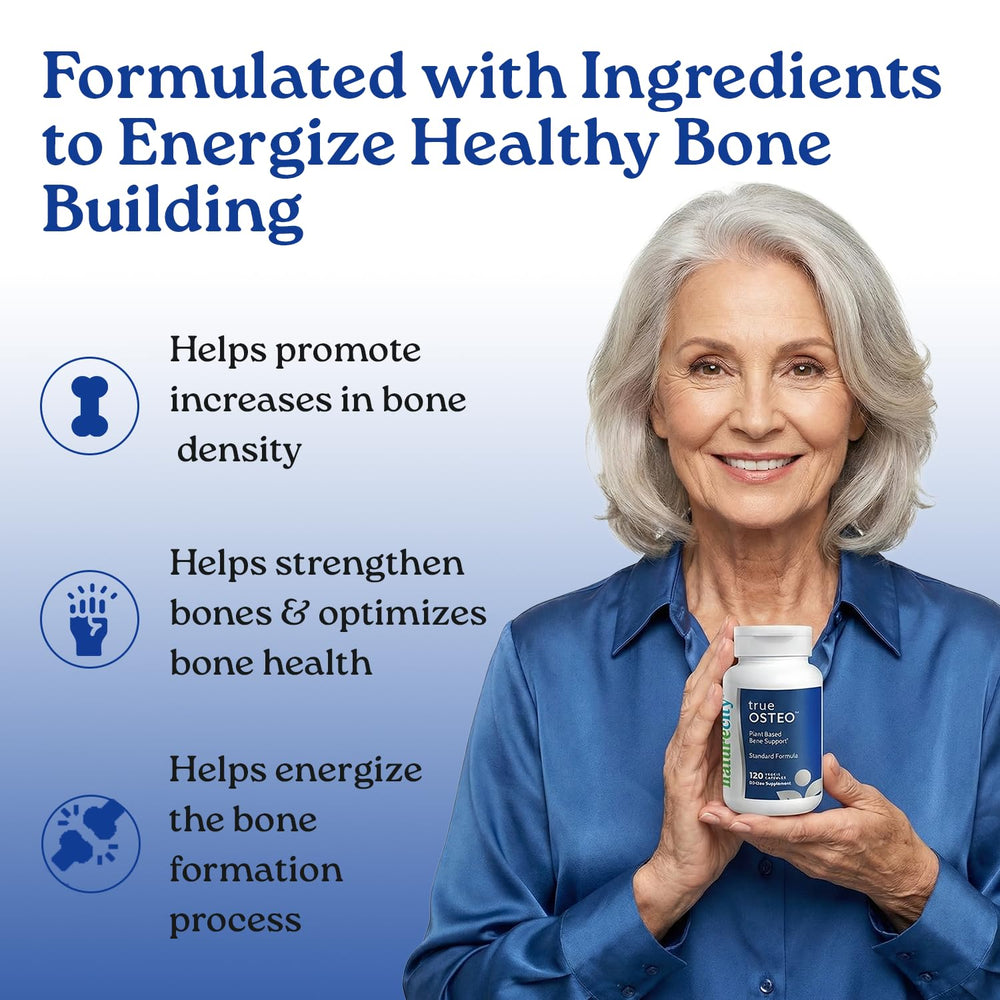 Close-up of NatureCity True-Osteo capsules with algae-derived calcium for bone-friendly nutrients.