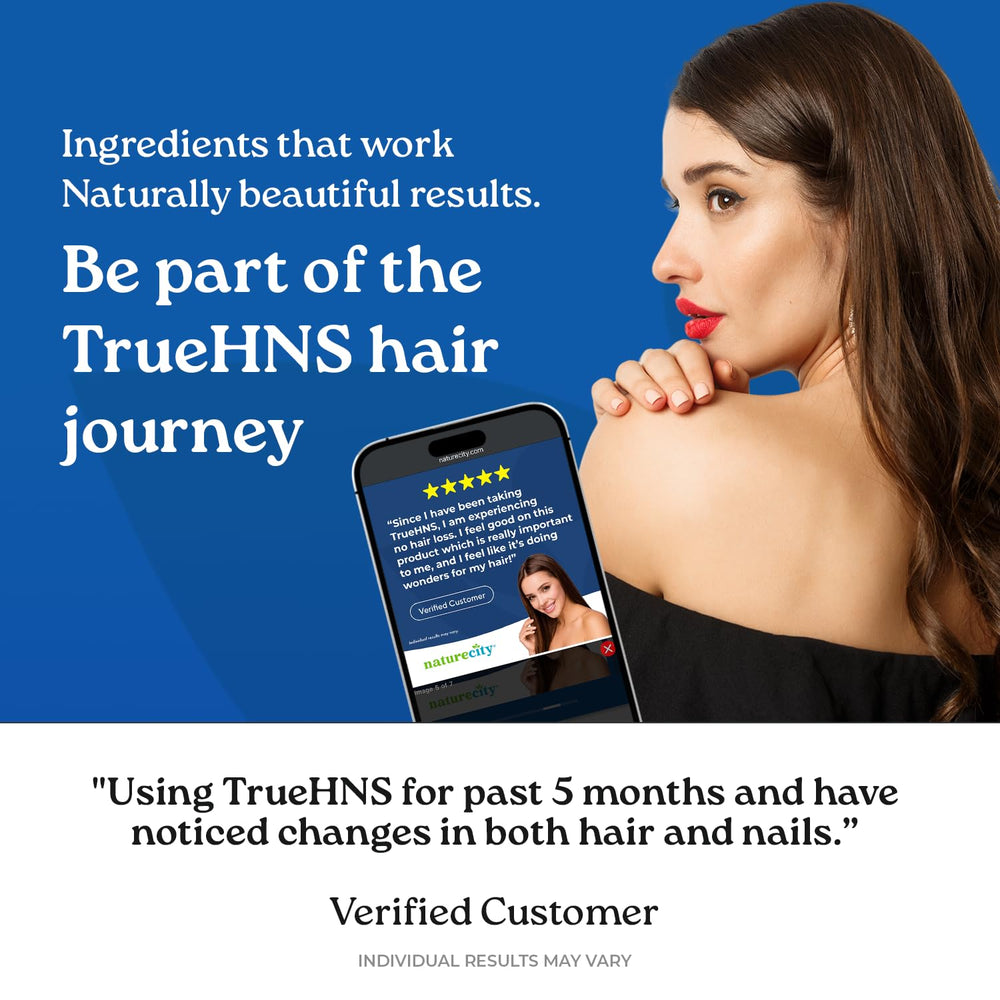 NatureCity True-HNS hair strands show added shine and fullness.