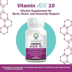 NatureGenX ADK10 bottle pour illustrates convenient daily dosing and a 3-month supply.
