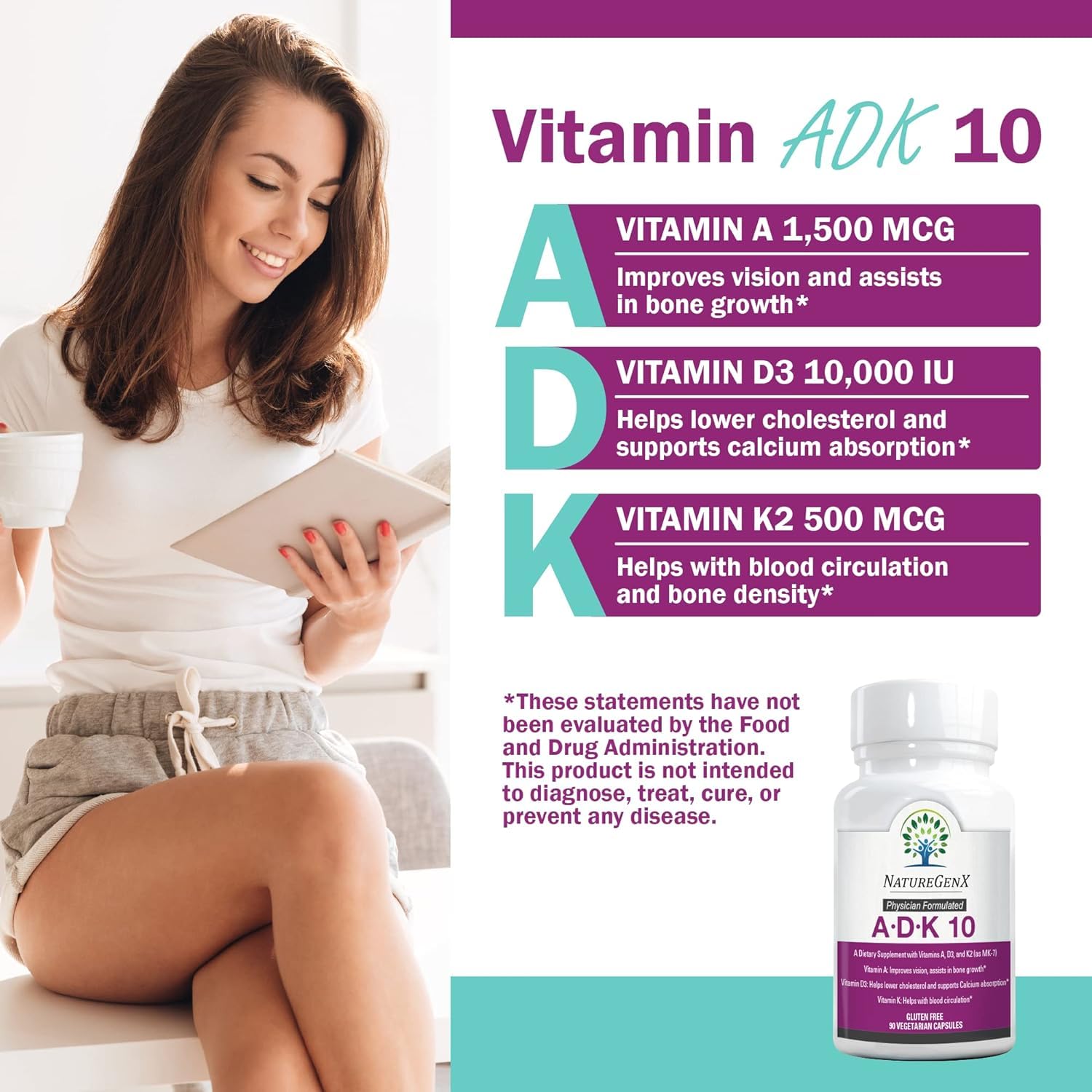NatureGenX ADK10 capsules closeup displays tiny plant-based capsules with natural taste.