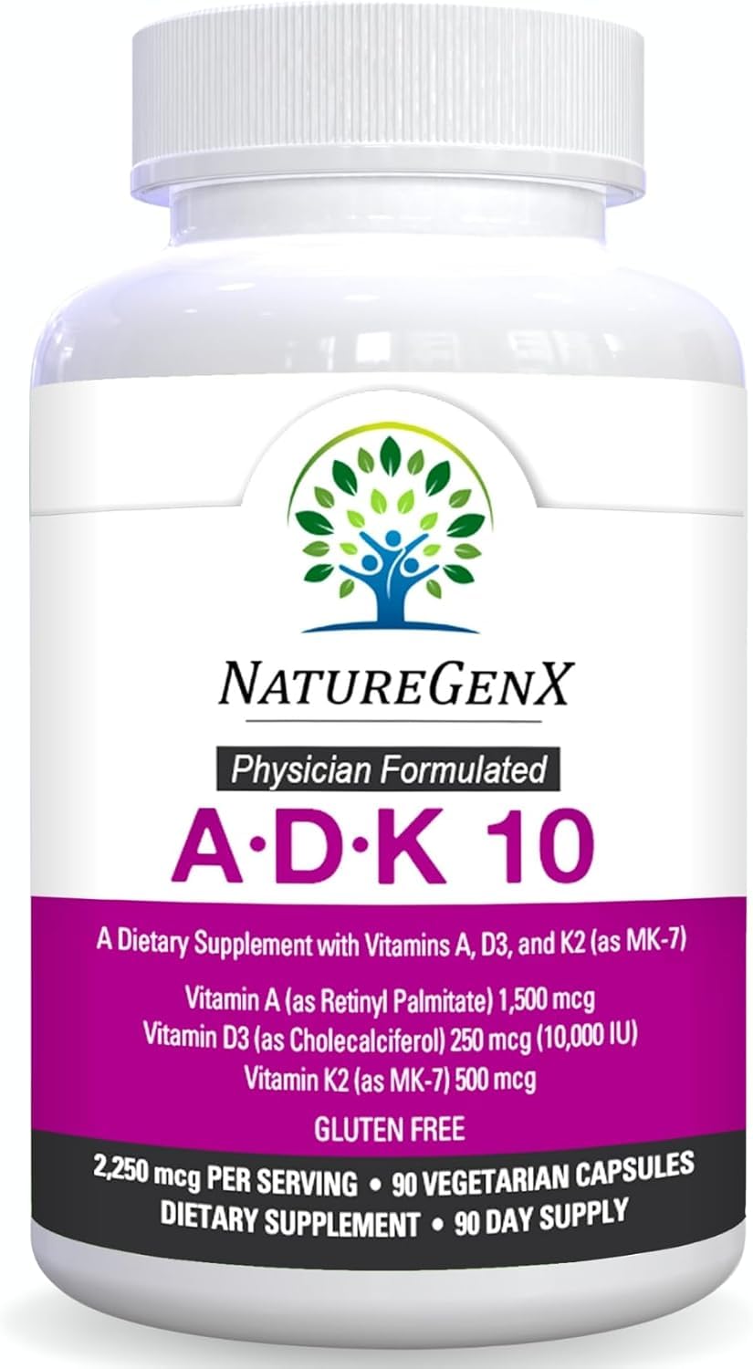 NatureGenX ADK10 capsules in a bottle convey easy daily intake.