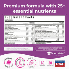 NatureGenX Methyl Prenatal label closeup highlighting methyl folate and iron content.