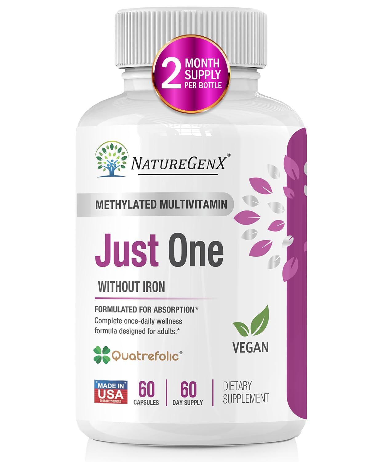 NatureGenX methylated multivitamin bottle supports daily nutrient intake.