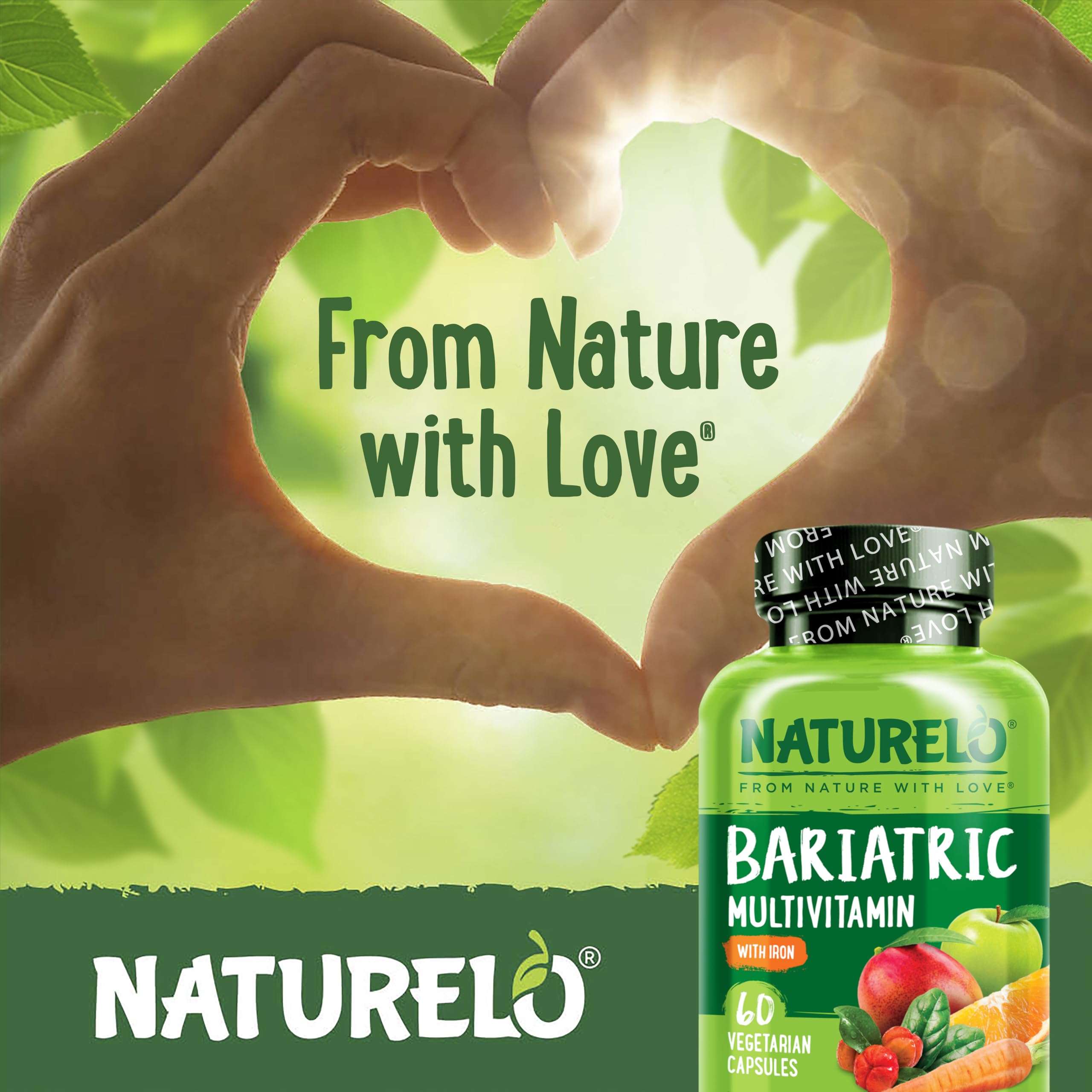 Naturelo Bariatric bottle in a two-pack suggests long-term daily use.