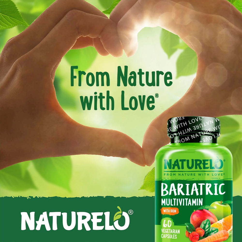 Naturelo Bariatric bottle in a two-pack suggests long-term daily use.
