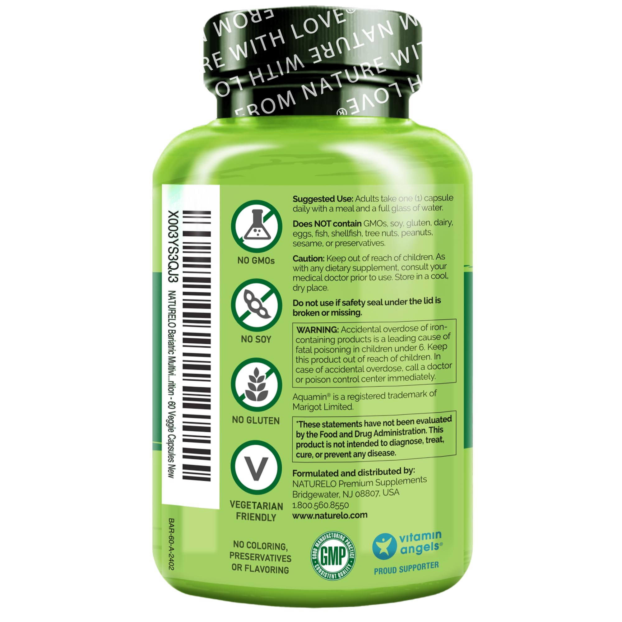 Naturelo Bariatric bottle on a kitchen counter supports daily routine.