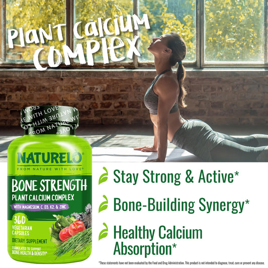 Close-up of Naturelo bone strength capsules for daily use