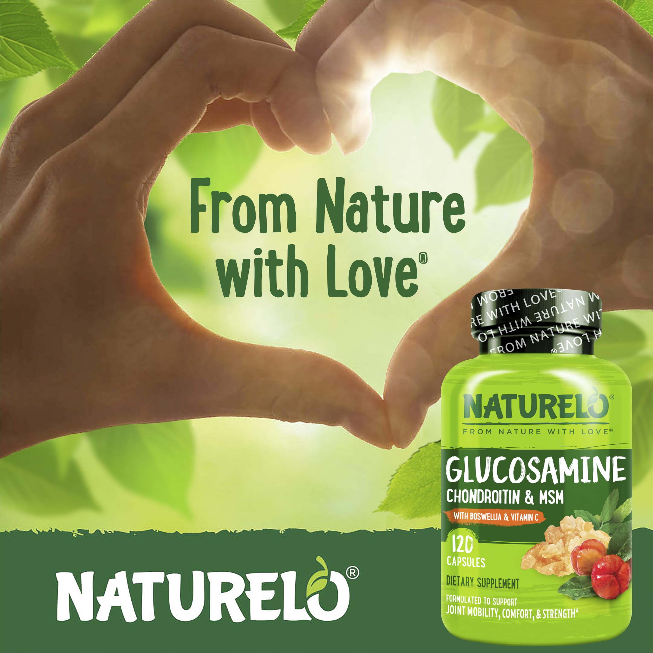 Naturelo Boswellia and Acerola vitamin C ingredient chart signals cartilage nourishment
