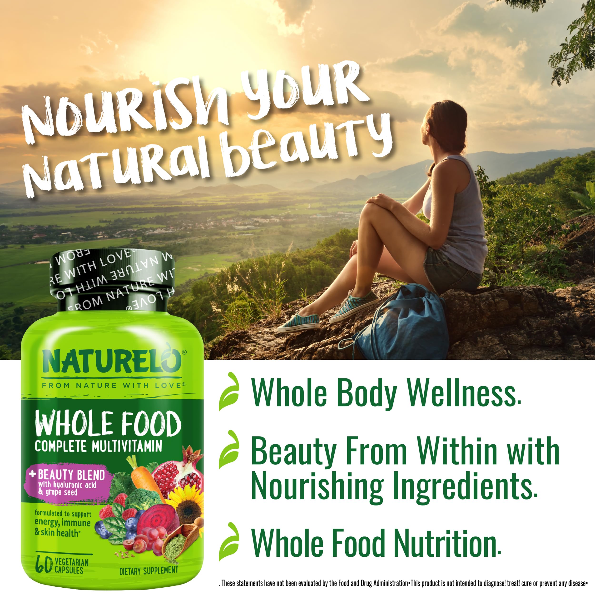 Naturelo plant-based nutrients with D3 from lichen and calcium from marine algae.