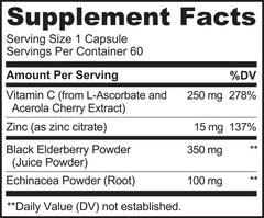 Naturelo label close-up highlighting elderberry extract for antioxidant-rich defense