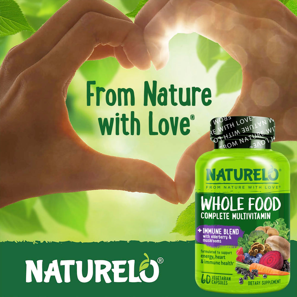 Naturelo label emphasizes non-GMO vegan gluten-free formulation.