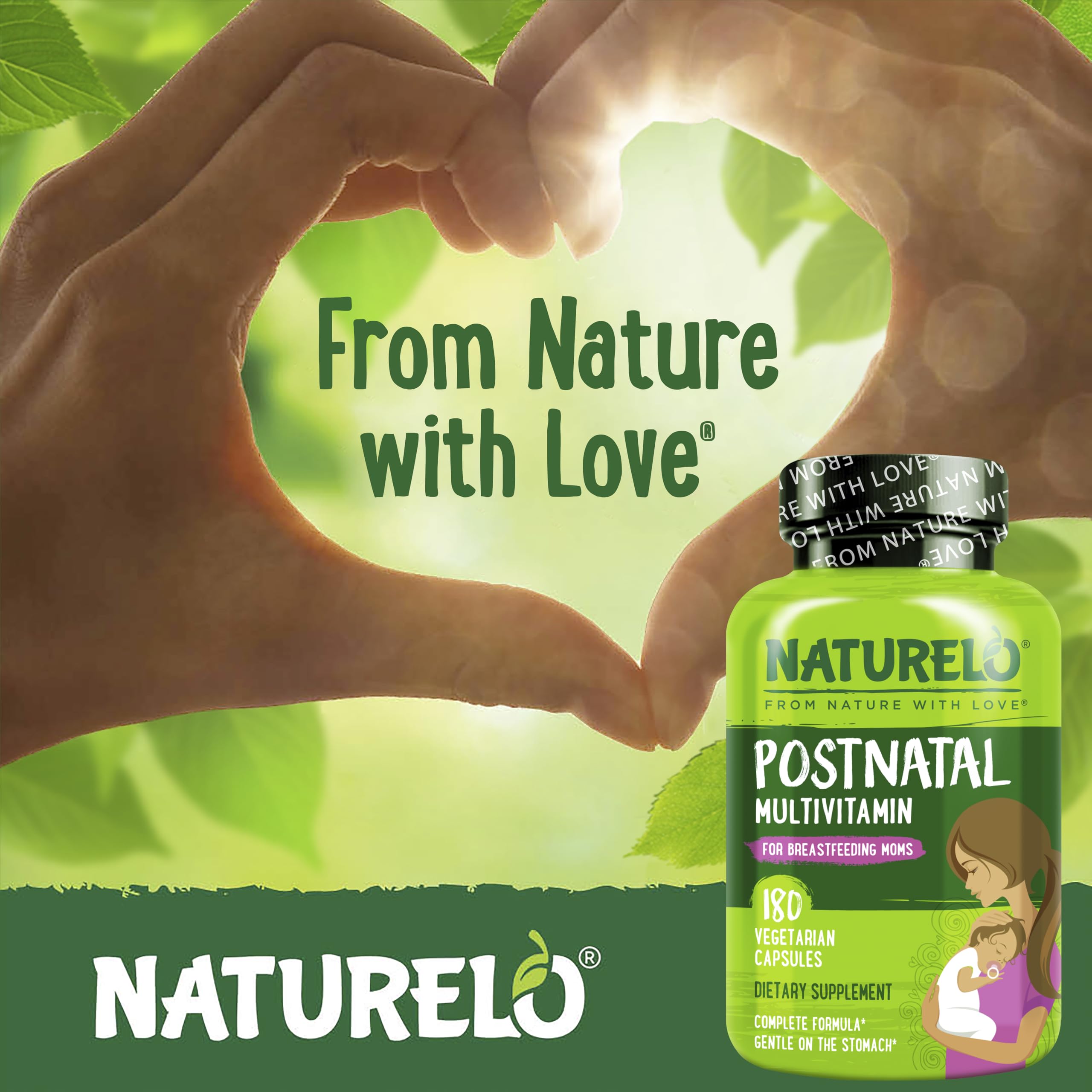 Bottle of Naturelo Postnatal Multivitamin on kitchen counter during daily routine