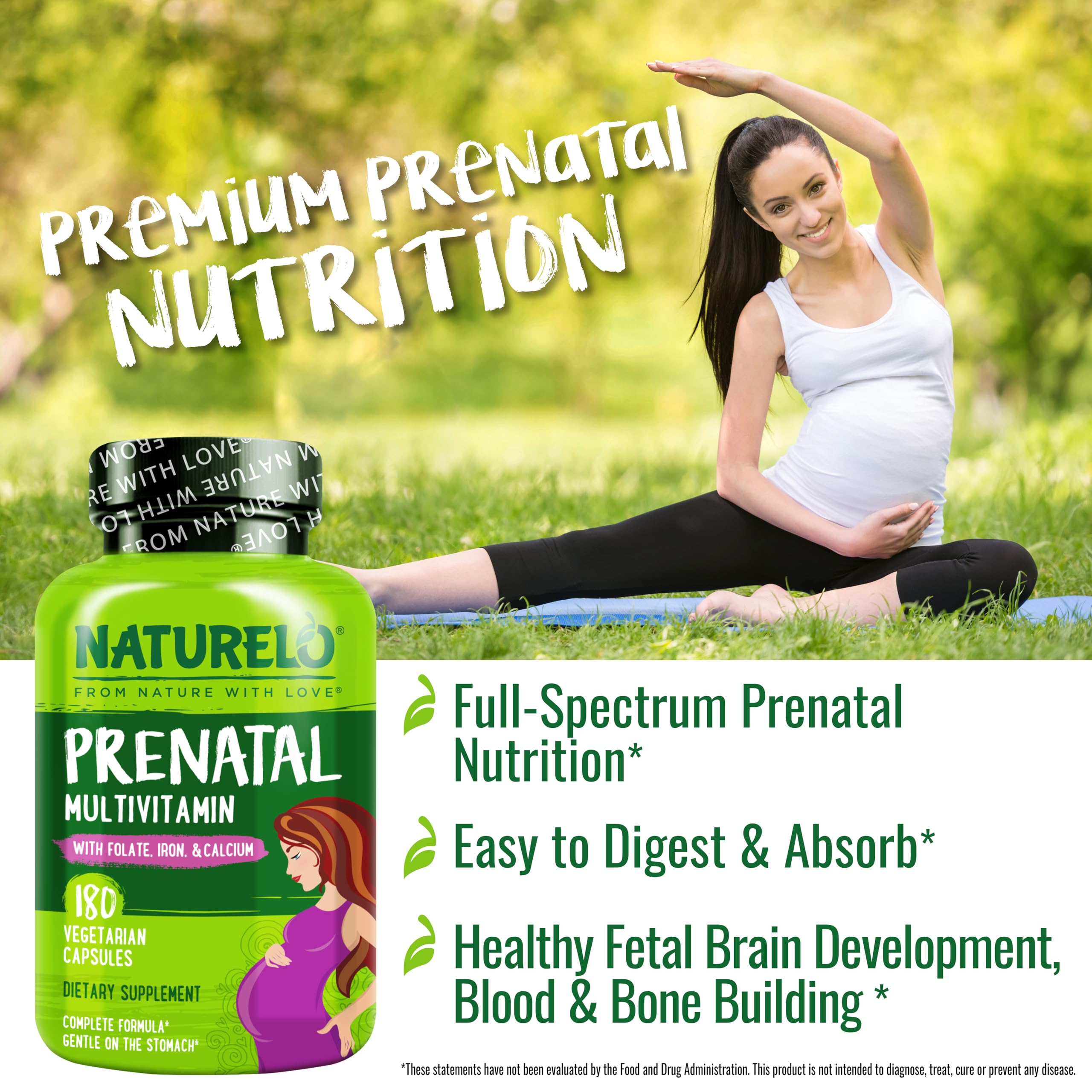 Naturelo Prenatal choline 100 mg label highlights brain development support.