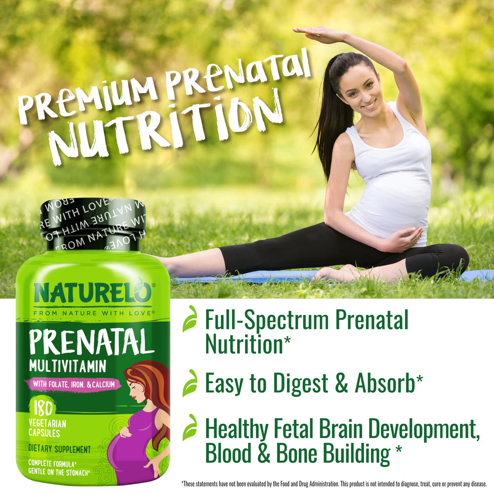Naturelo Prenatal choline 100 mg label highlights brain development support.