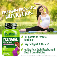Naturelo Prenatal choline 100 mg label highlights brain development support.