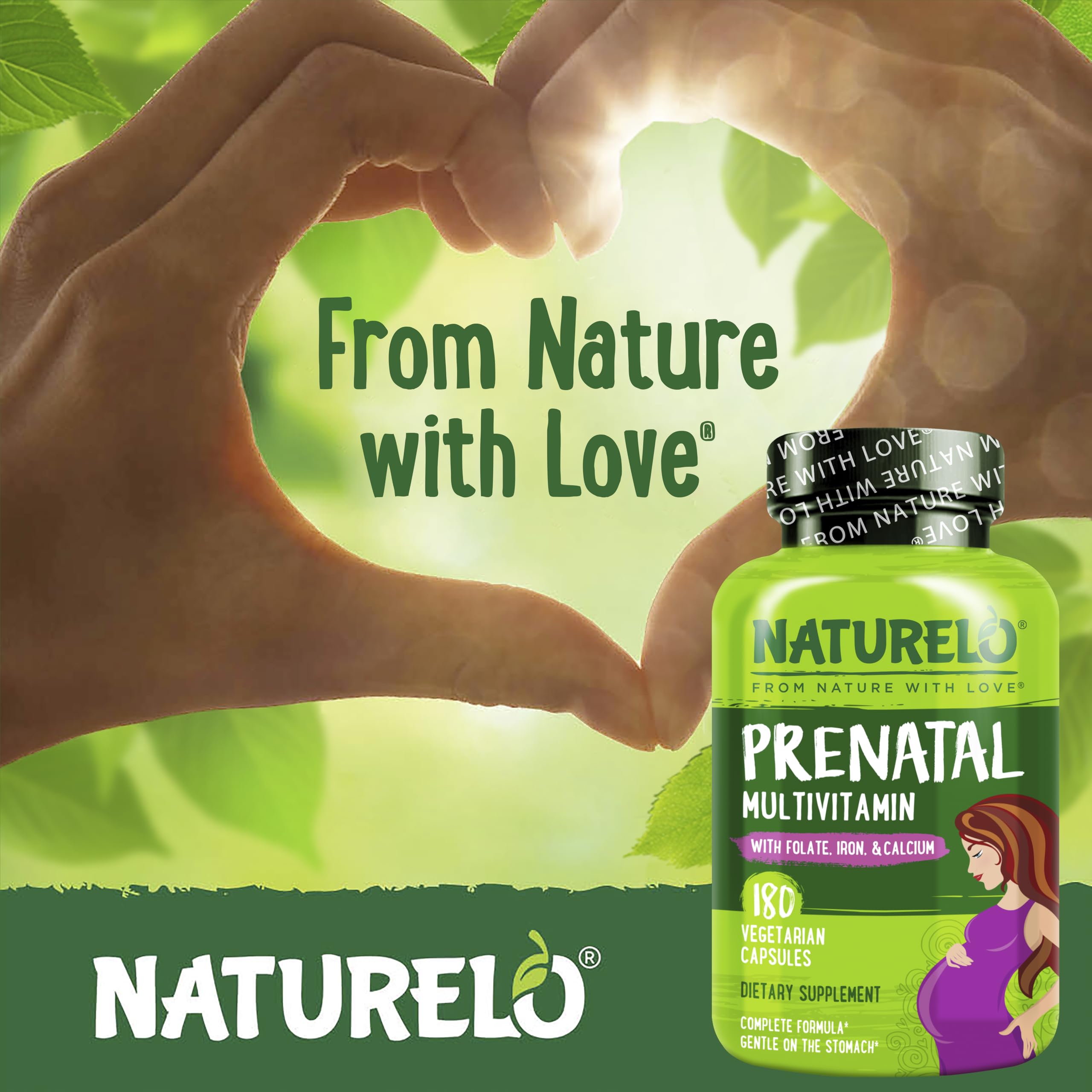 Naturelo Prenatal plant calcium and magnesium from marine algae on the label.