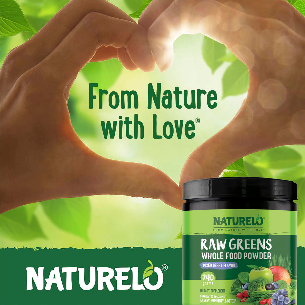 Naturelo Raw Greens kale spinach nutrients bowl — whole-food nourishment daily