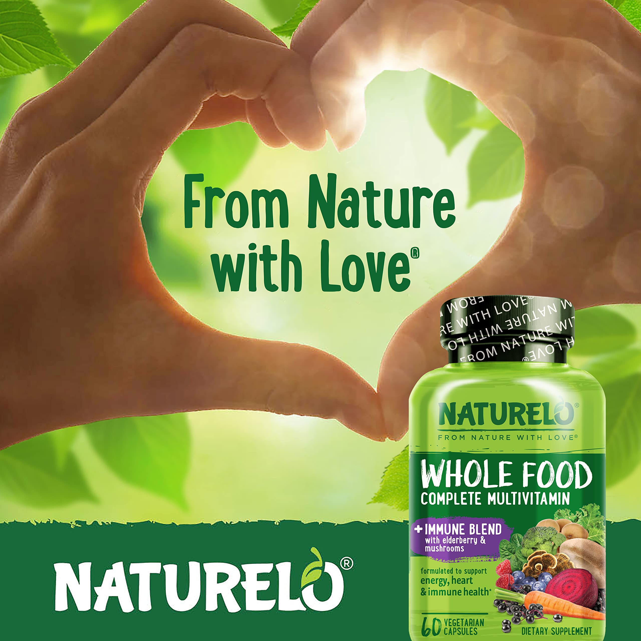 Naturelo reishi shiitake mushrooms image highlights functional mushroom blend.