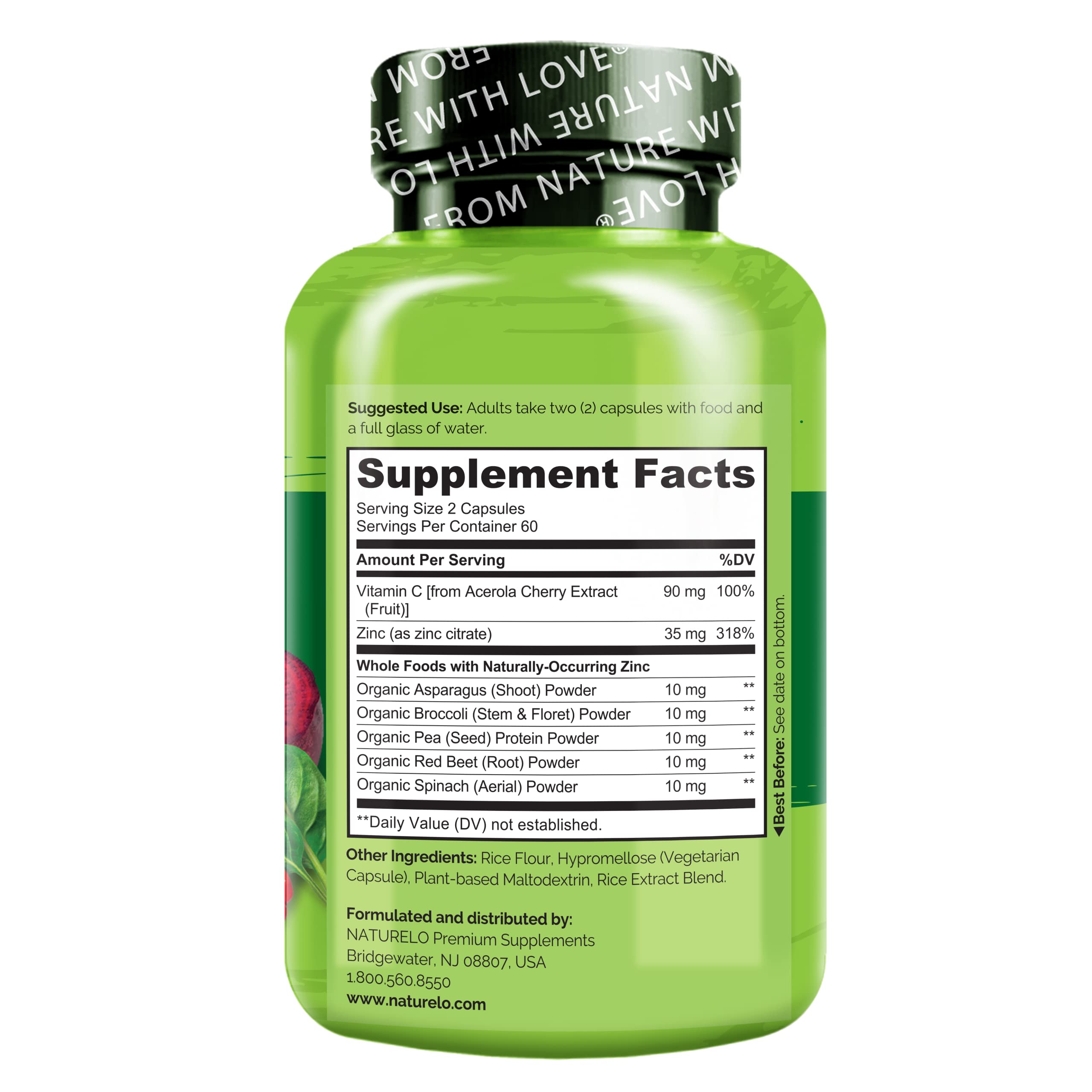 Naturelo zinc complex visual for healthy skin, hair, and nails