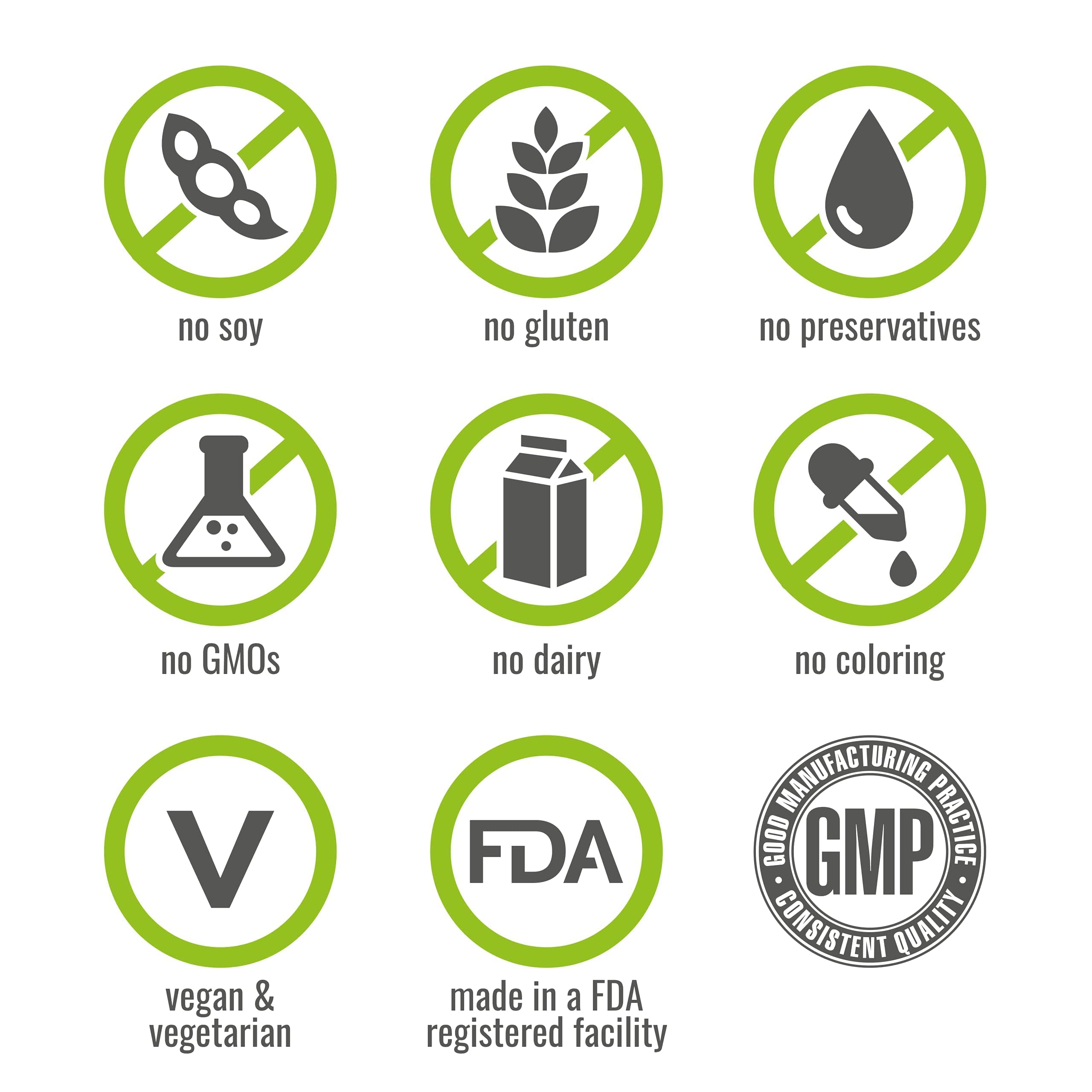 NATURELO Vegan-friendly formula is dairy-free, gluten-free, and soy-free.