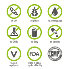 NATURELO Vegan-friendly formula is dairy-free, gluten-free, and soy-free.