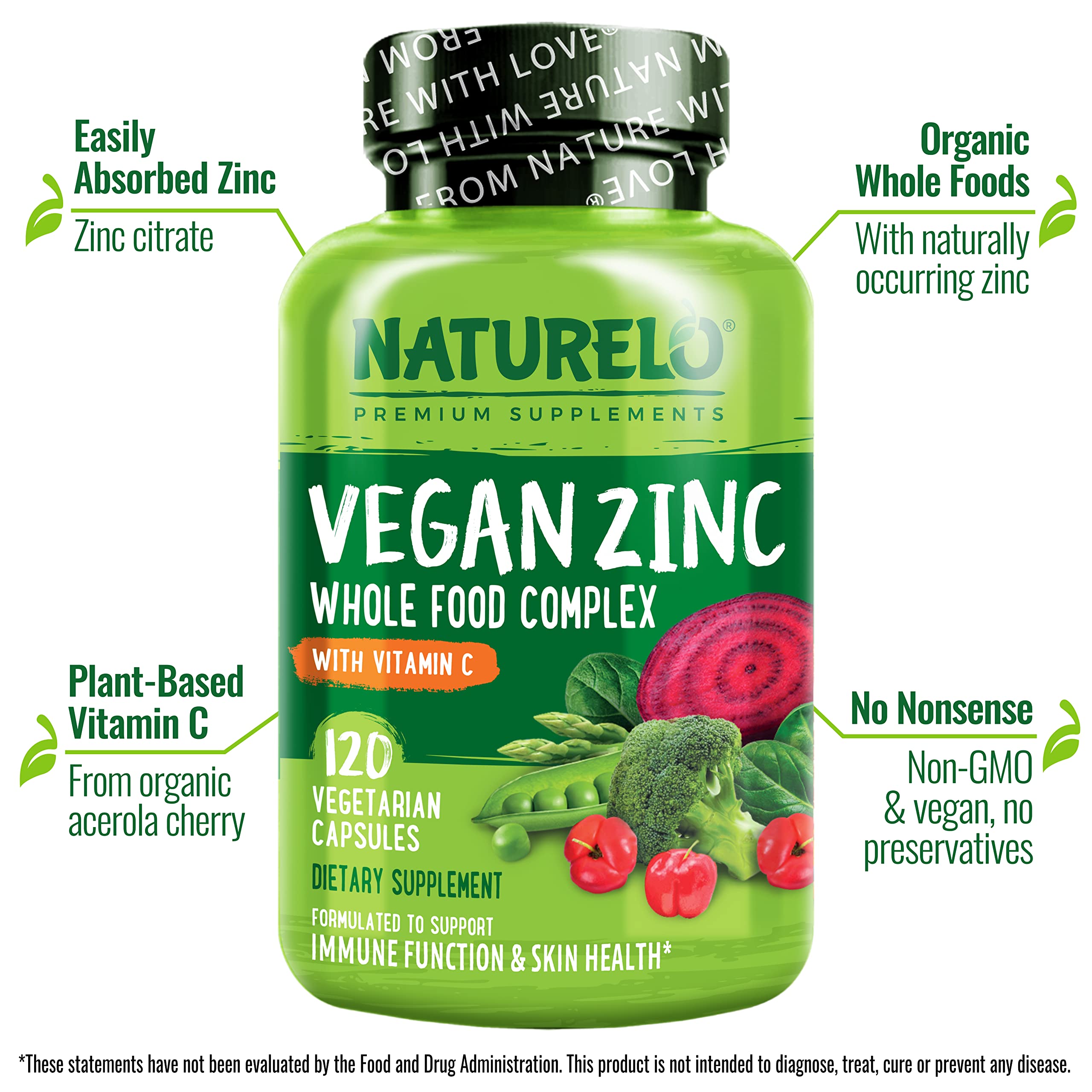 Naturelo vegan zinc capsules in a jar ready for daily beauty and immunity support