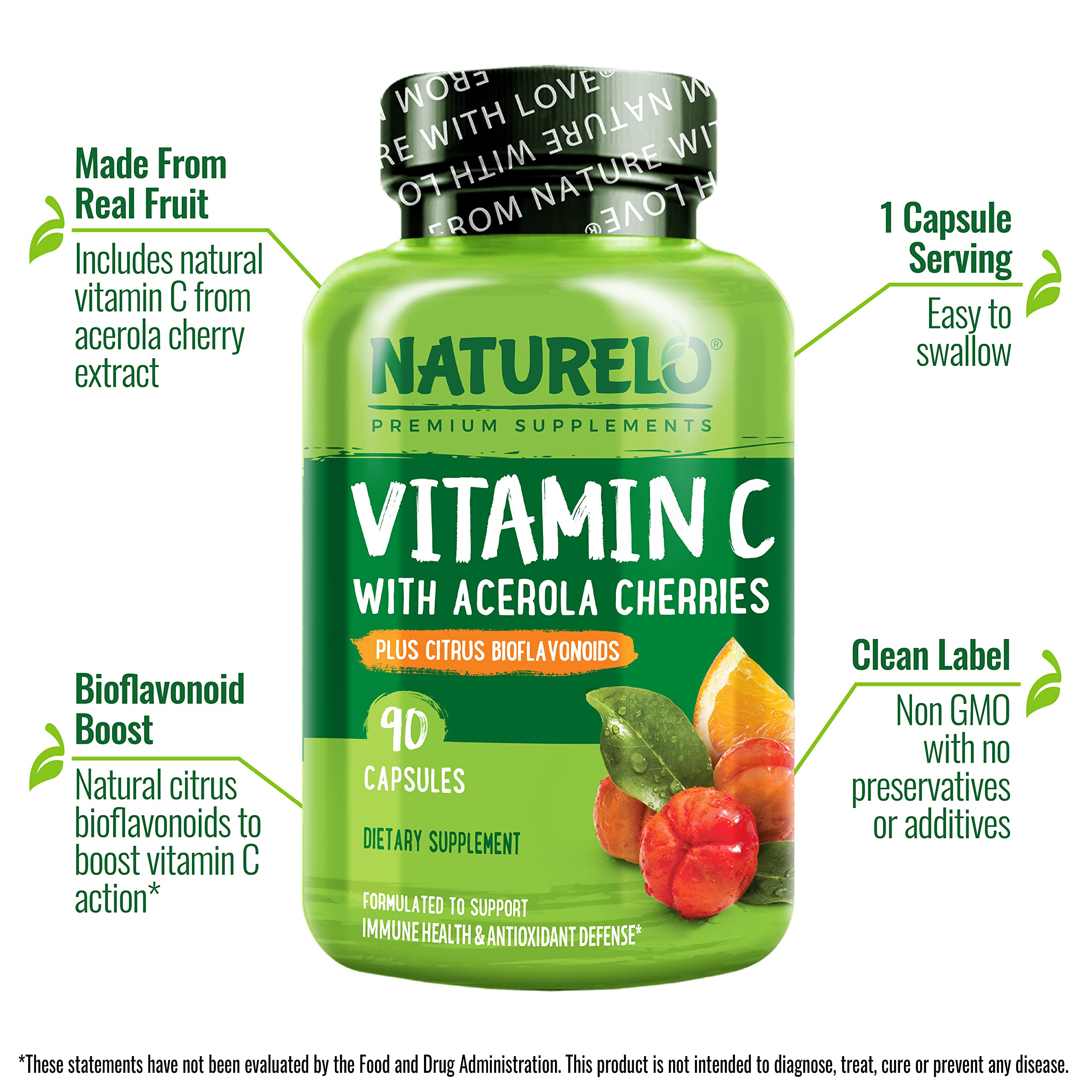 Naturelo Vitamin C acerola fruit extract close-up highlighting natural color.