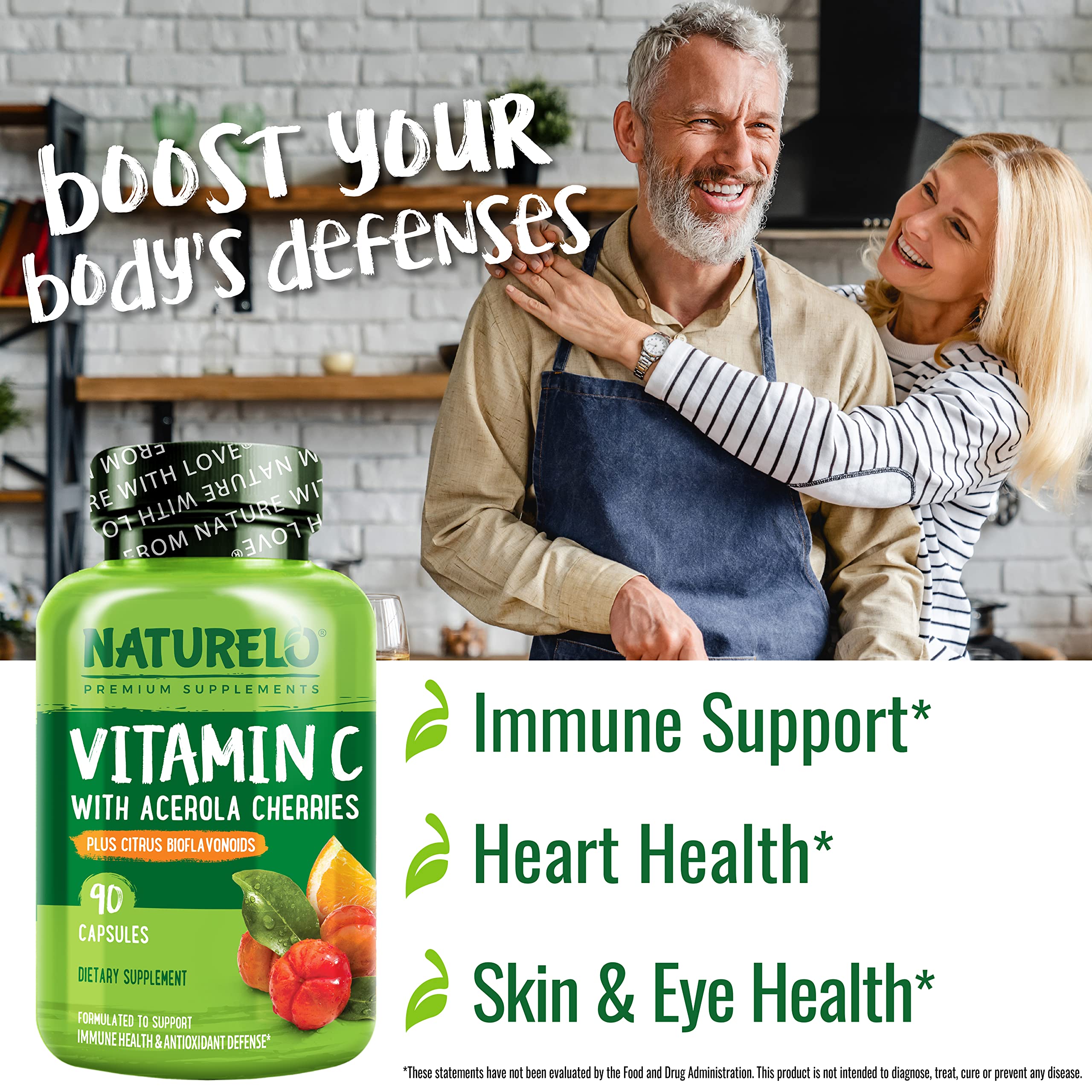Naturelo Vitamin C vegan supplement label excluding common allergens.