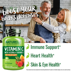 Naturelo Vitamin C vegan supplement label excluding common allergens.