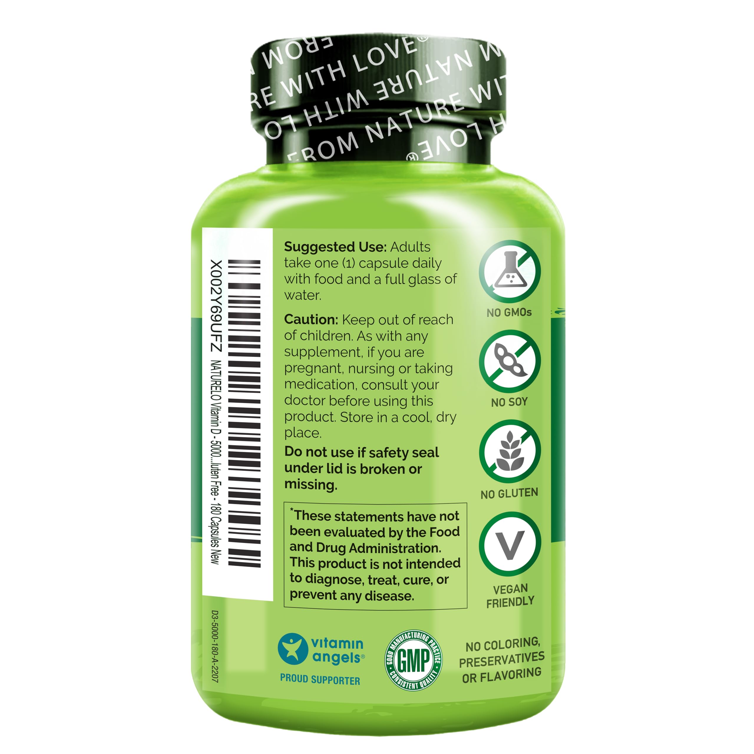 Naturelo Vitamin D-5000 IU packaging flat lay for premium wellness branding