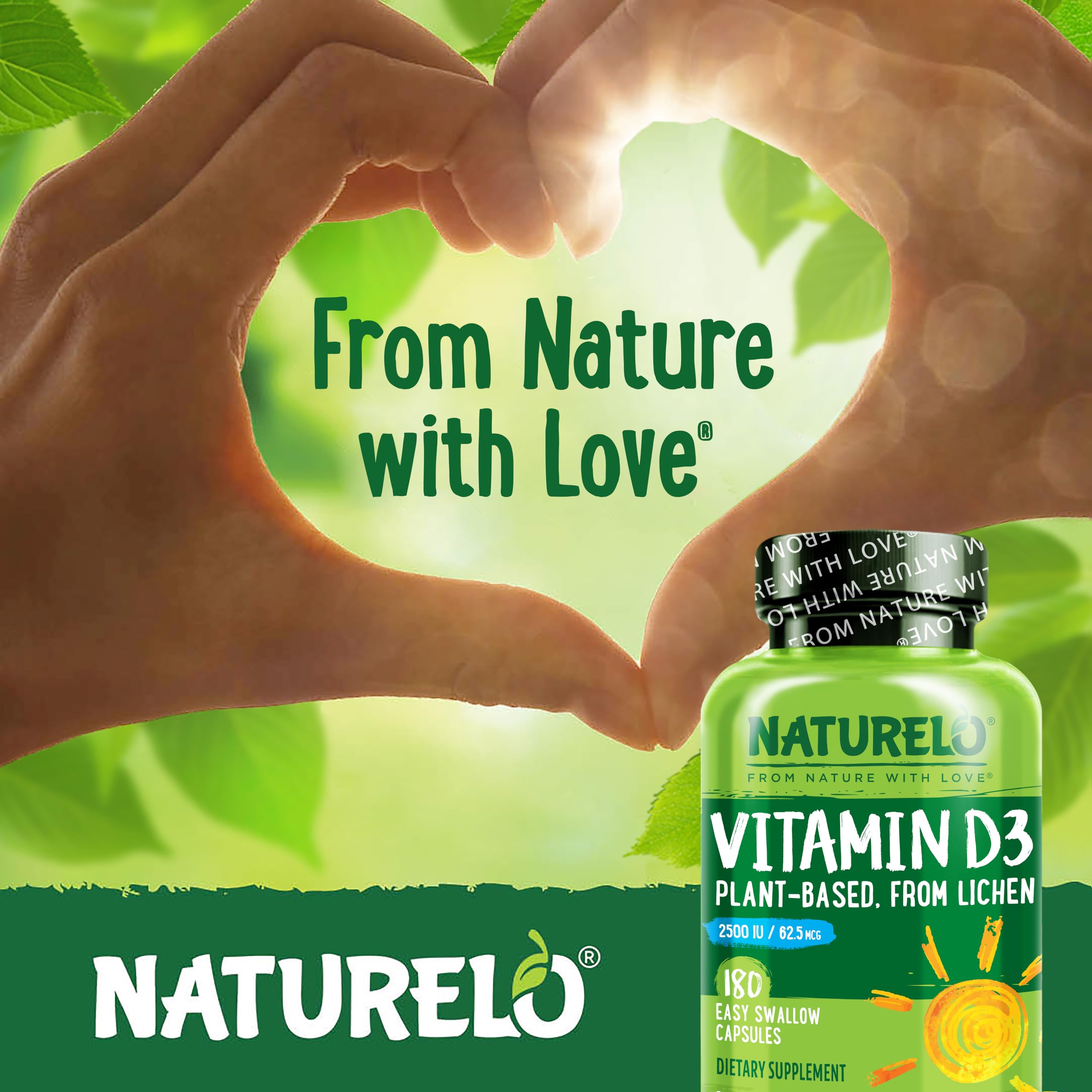 Non-GMO vegan gluten-free Naturelo D3 ingredients on packaging