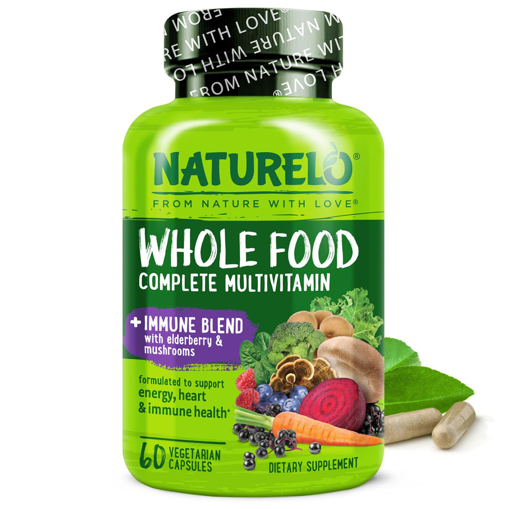 Naturelo immune blend multivitamin bottle-front view for daily wellness.