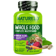 Naturelo immune blend multivitamin bottle-front view for daily wellness.