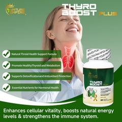 NatureMPIRE Thyro Boost Plus GMP-certified seal emphasizes quality control.